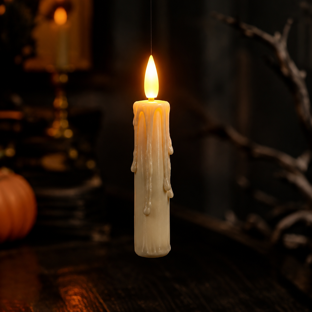 Close-up of single magic floating candle