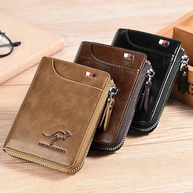 Mens Wallet Leather Business Card Holder Zipper Purse Luxury Wallets for Men